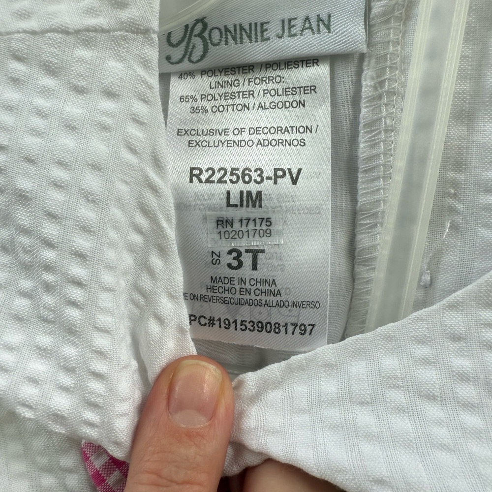 Bonnie Jean White Bunny Top Pant Set with Pink Accents - Picture 2 of 3